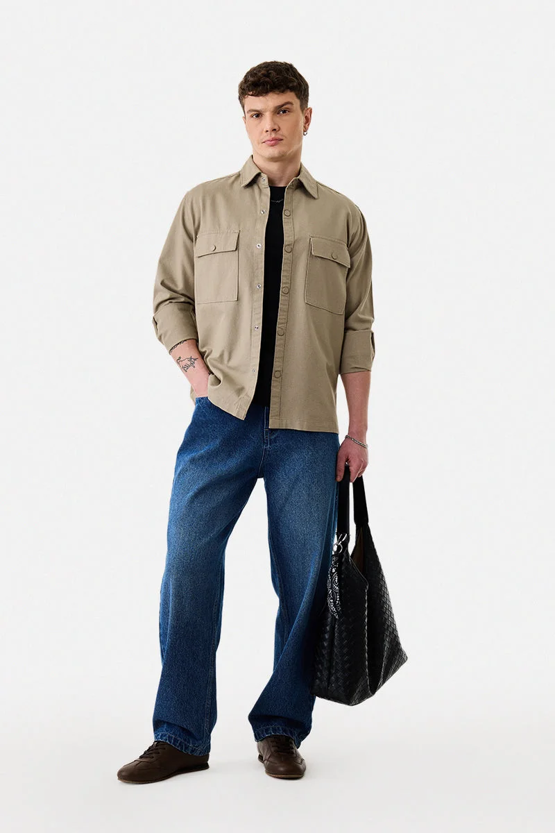 سنيتش Relaxed Fit 100% Cotton Overshirt